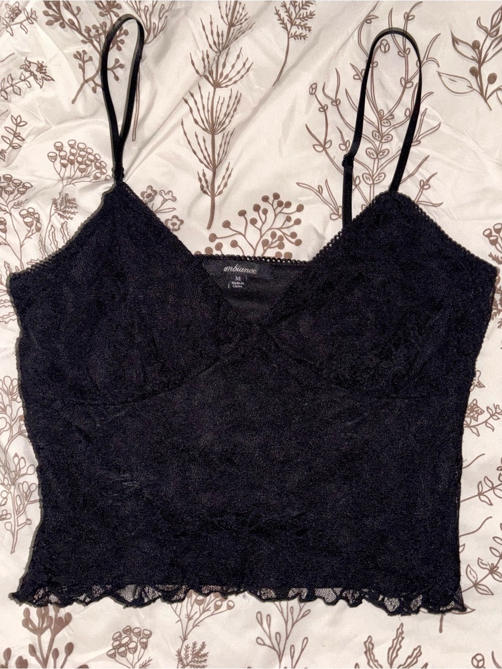 Ambiance Black Lace Crop Cami with Adjustable Straps